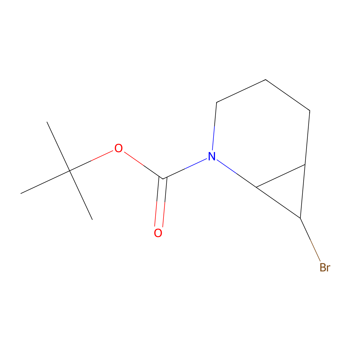 Tert-butyl (1R,6S,7R)-7-bromo-2-azabicyclo[4.1.0]heptane-2-carboxylate molecular structure, CAS 2742896-39-3