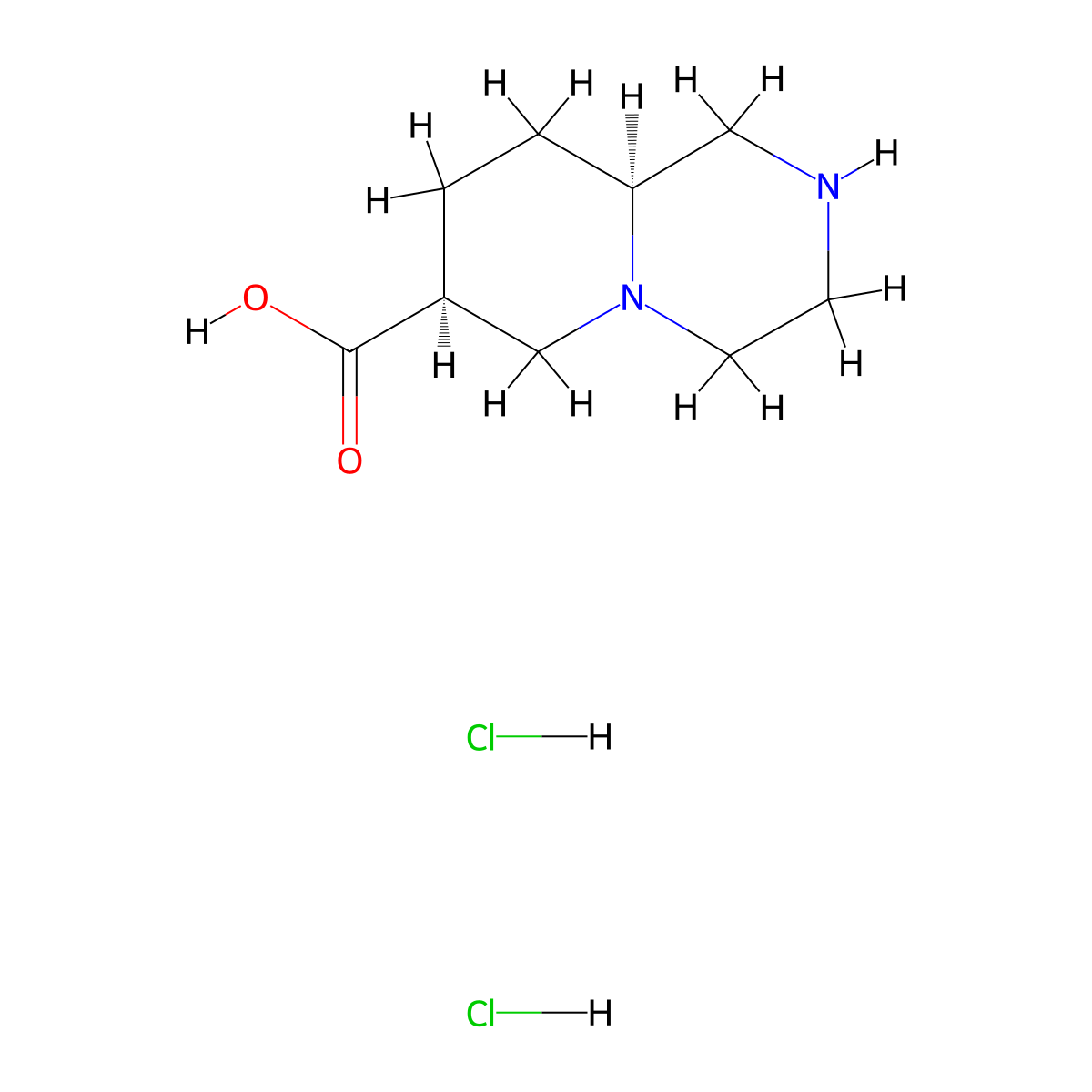 rac-(7R,9aR)-octahydro-1H-pyrido[1,2-a]pyrazine-7-carboxylic acid dihydrochloride molecular structure, CAS 2742896-54-2
