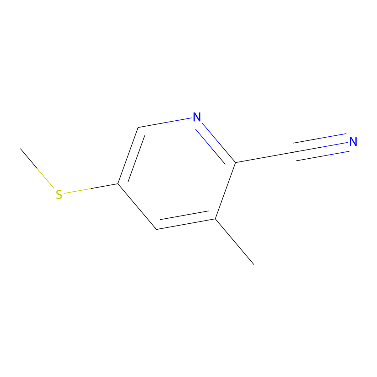 3-Methyl-5-(methylthio)picolinonitrile molecular structure, CAS 2742899-35-8