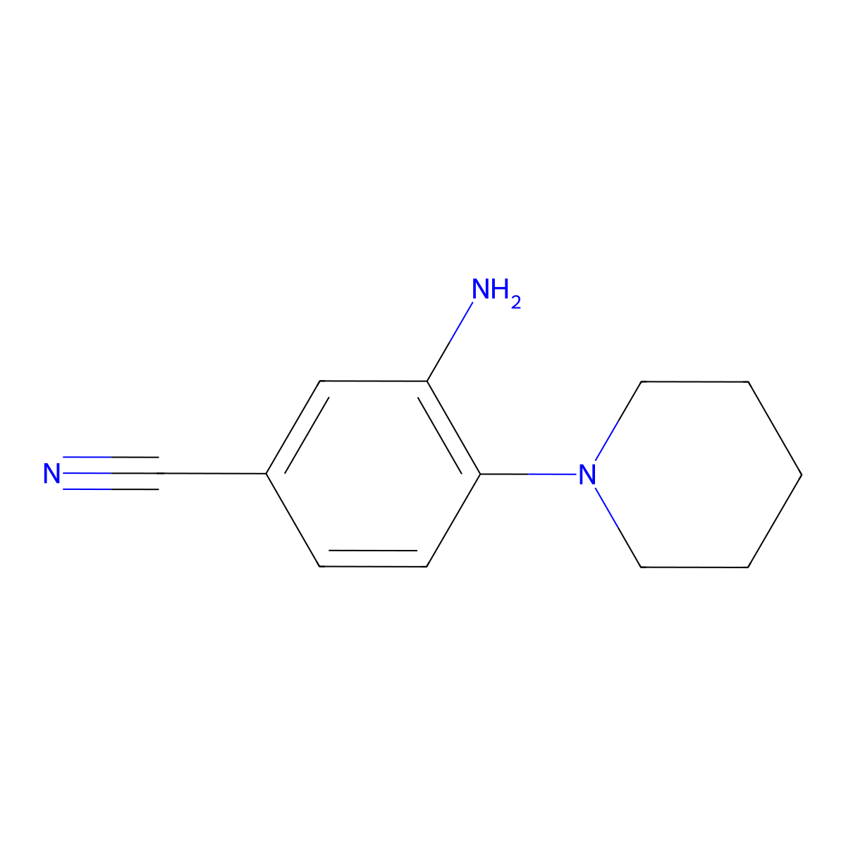 3-Amino-4-(piperidin-1-yl)benzonitrile molecular structure, CAS 27429-67-0