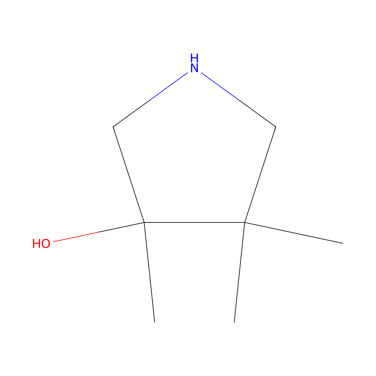 3,4,4-Trimethylpyrrolidin-3-ol molecular structure, CAS 2742913-62-6