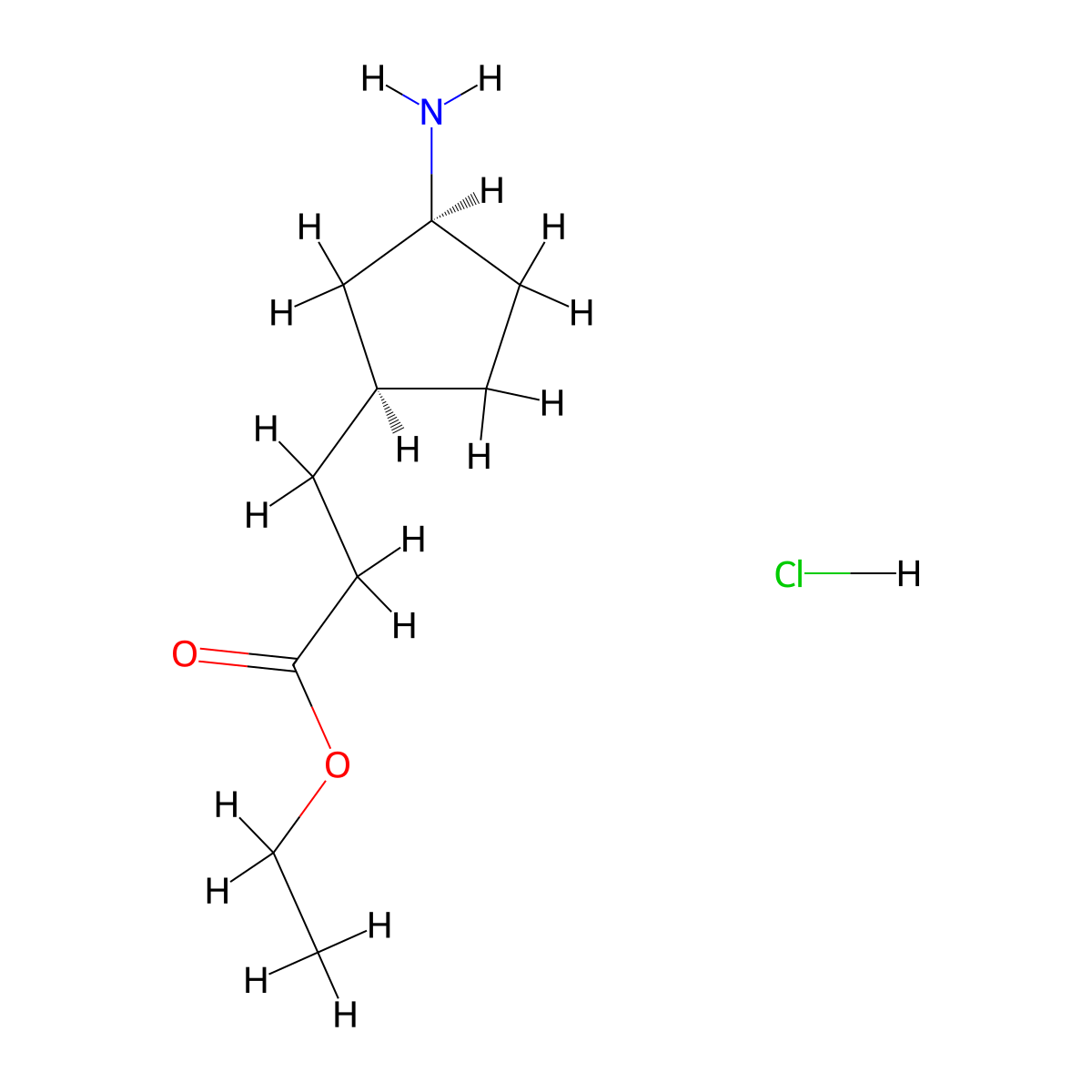 rac-ethyl 3-[(1R,3R)-3-aminocyclopentyl]propanoate hydrochloride molecular structure, CAS 2742920-73-4