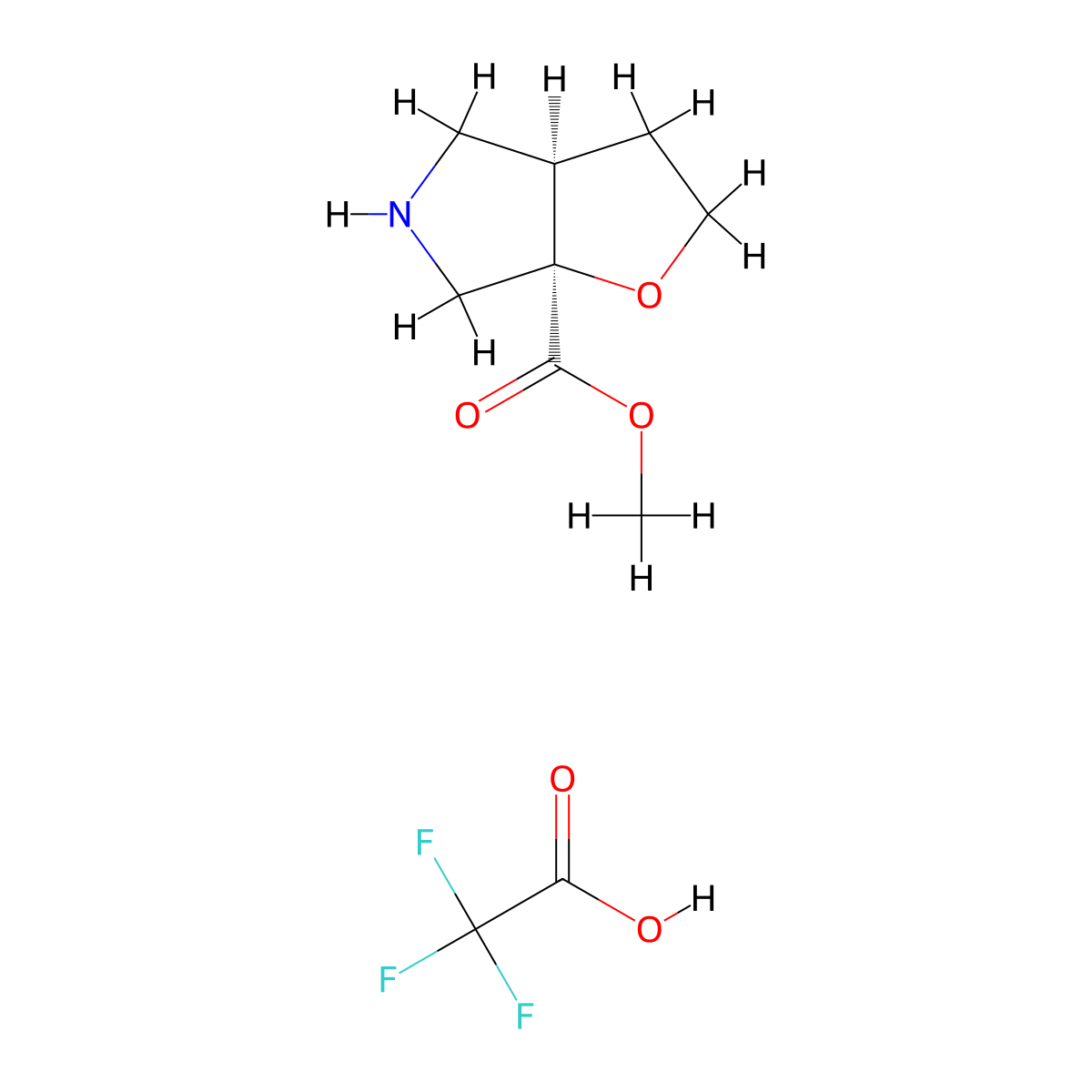 rac-methyl(3aR,6aR)-hexahydro-2H-furo[2,3-c]pyrrole-6a-carboxylate,trifluoroaceticacid molecular structure, CAS 2742925-58-0