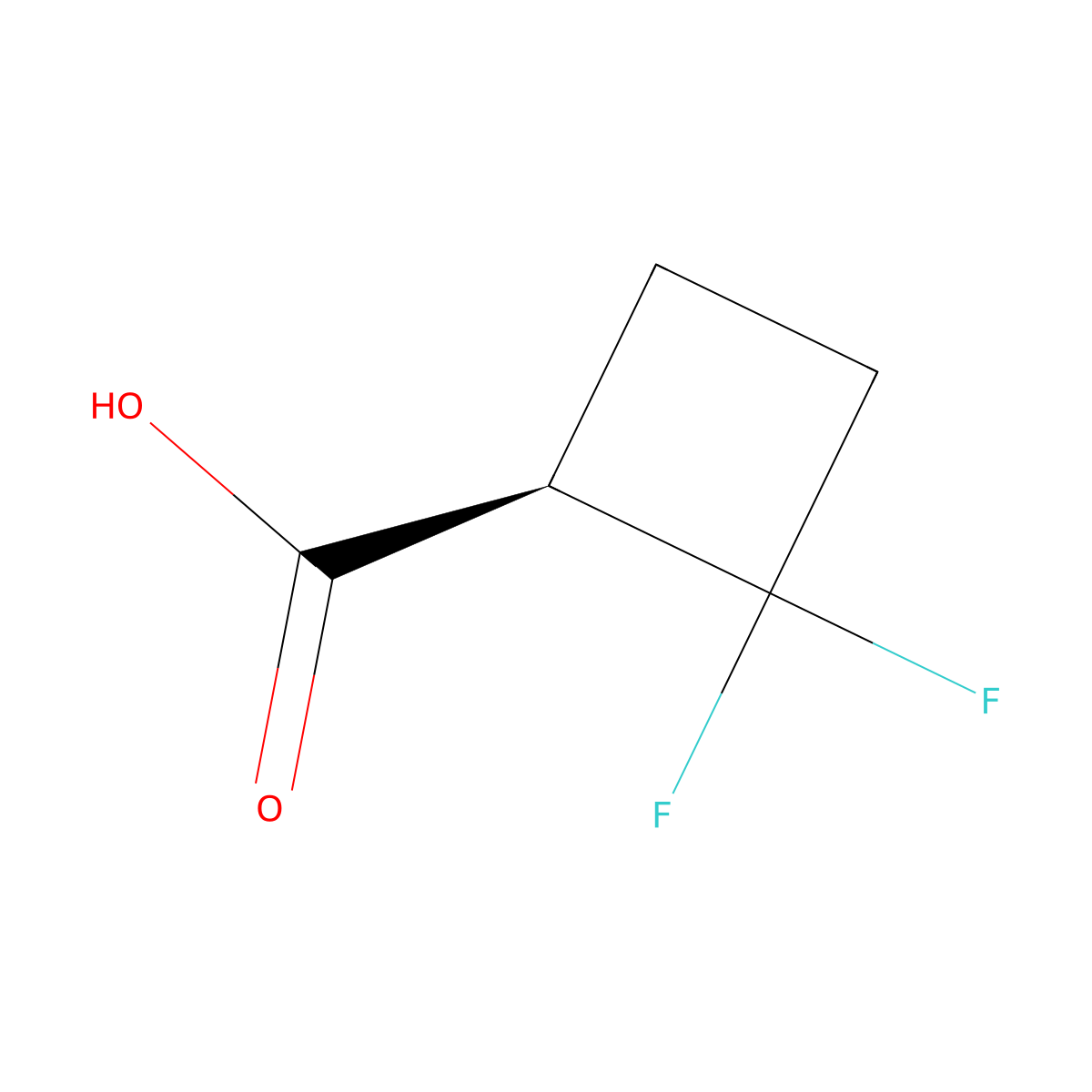 (R)-2,2-Difluorocyclobutane-1-carboxylic acid molecular structure, CAS 2742942-02-3