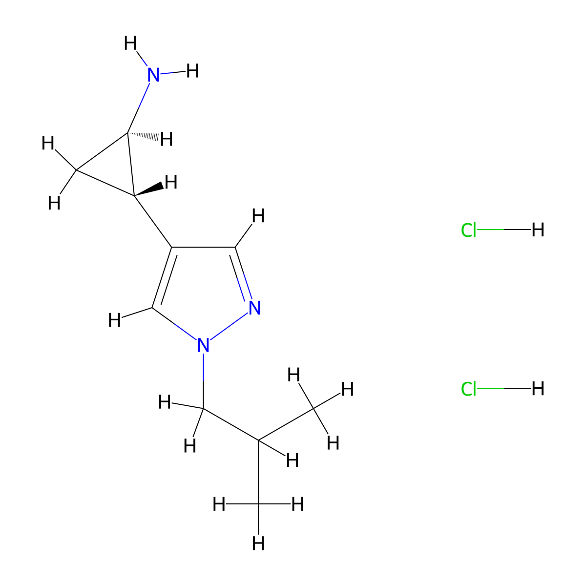 trans-2-(1-Isobutylpyrazol-4-yl)cyclopropanamine;dihydrochloride molecular structure, CAS 2742942-57-8