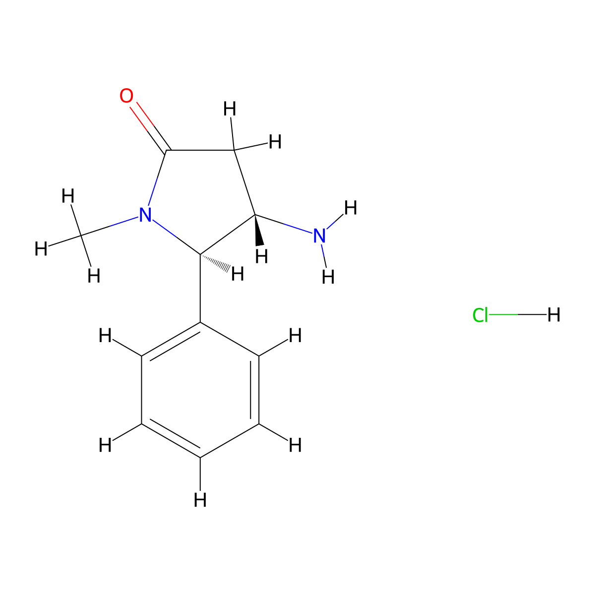 rac-(4R,5S)-4-amino-1-methyl-5-phenylpyrrolidin-2-one hydrochloride molecular structure, CAS 2742942-75-0