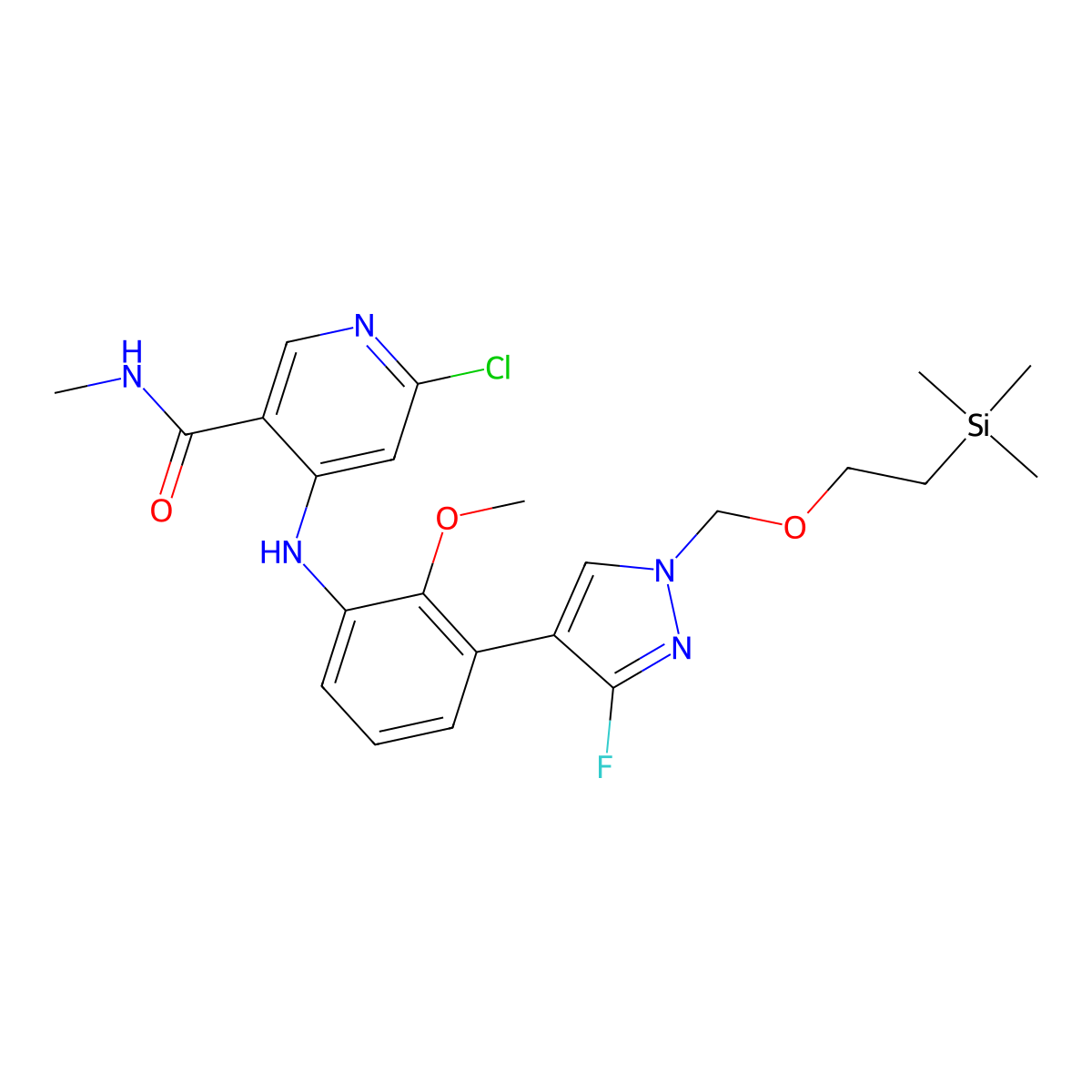 6-Chloro-4-[[3-[3-fluoro-1-[[2-(trimethylsilyl)ethoxy]methyl]-4-pyrazolyl]-2-methoxyphenyl]amino]-N-methylnicotinamide molecular structure, CAS 2742953-93-9