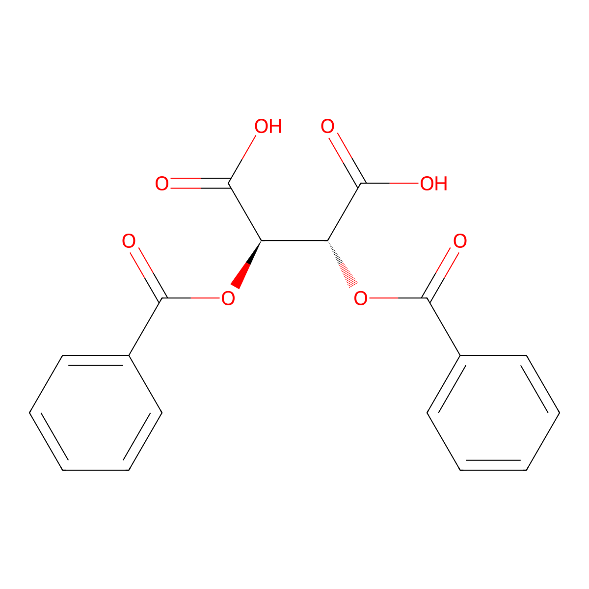 Dibenzoyltartaric acid molecular structure, CAS 2743-38-6