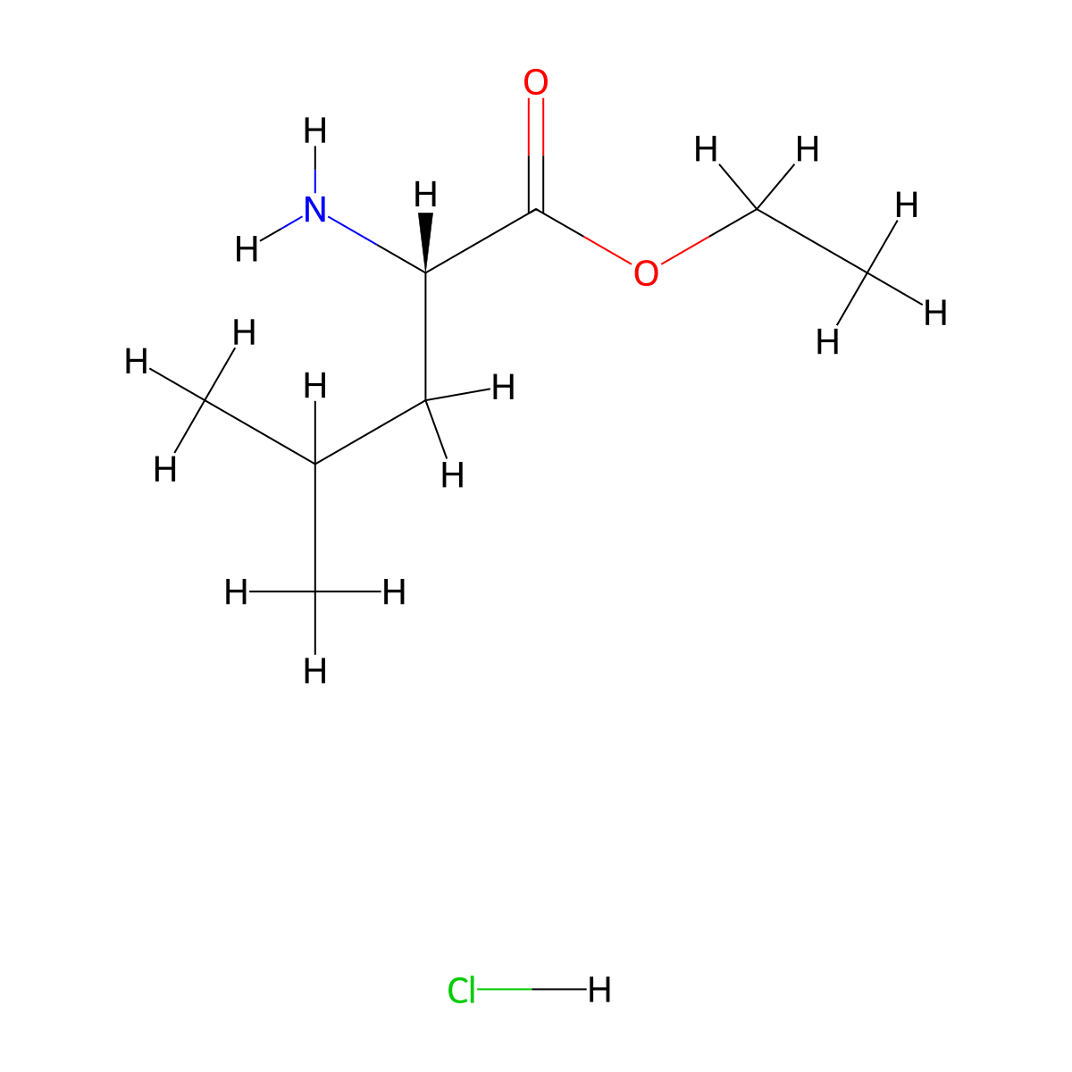L-Leucine, ethyl ester, hydrochloride (1:1) molecular structure, CAS 2743-40-0
