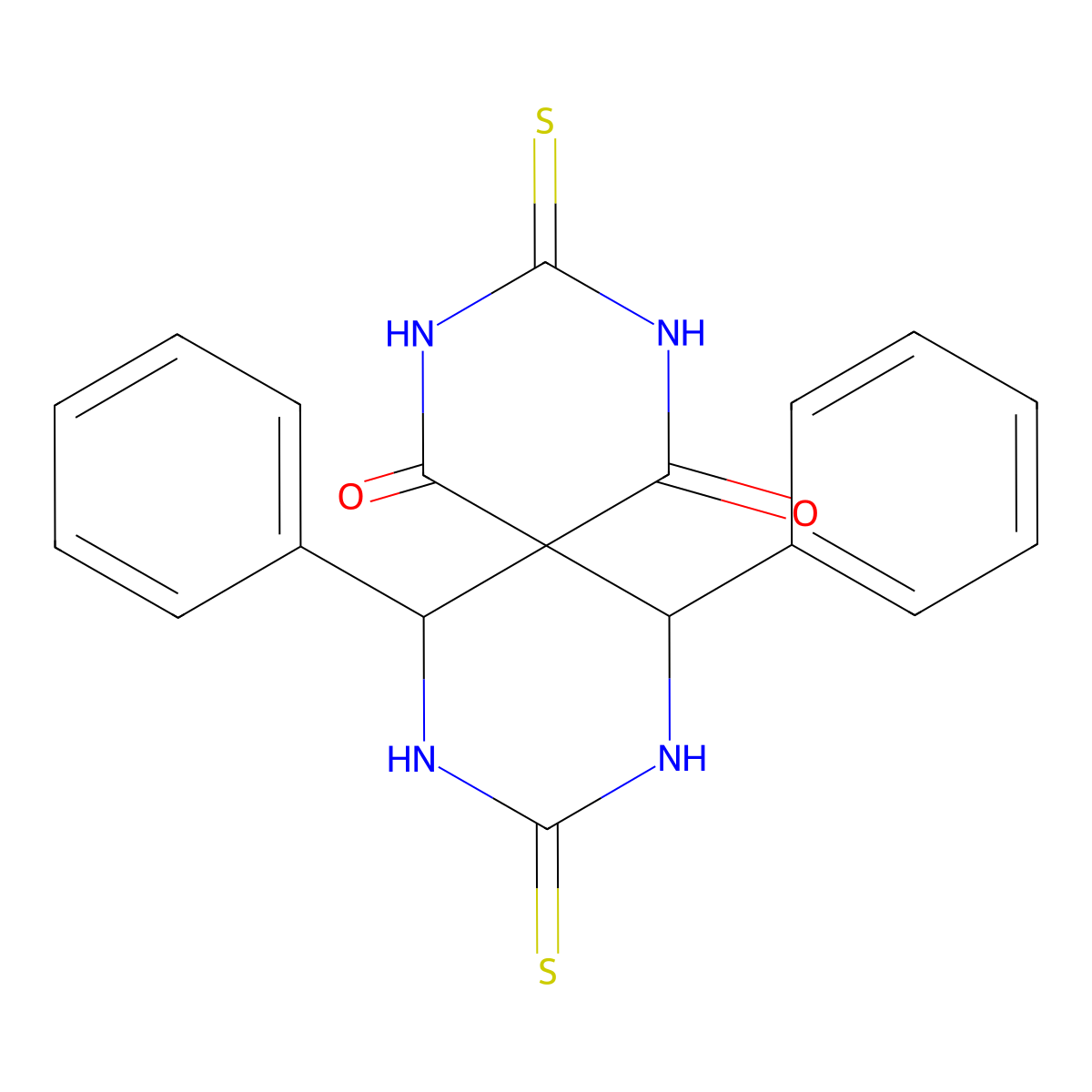 7,11-Diphenyl-3,9-dithioxo-2,4,8,10-tetraazaspiro[5.5]undecane-1,5-dione molecular structure, CAS 27430-09-7