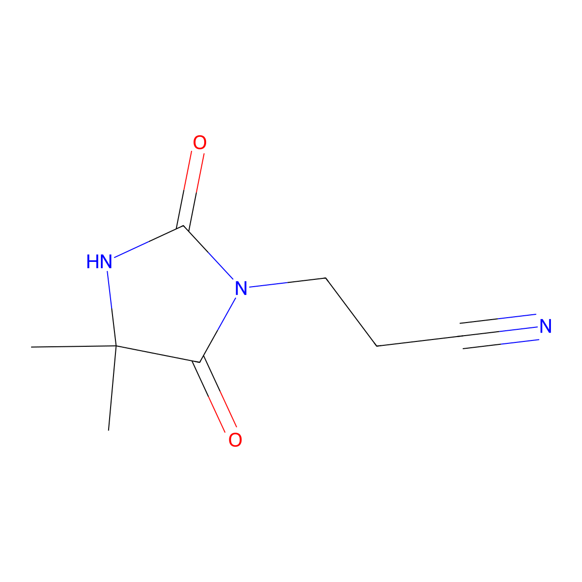 3-(4,4-Dimethyl-2,5-dioxoimidazolidin-1-yl)propanenitrile molecular structure, CAS 27430-50-8