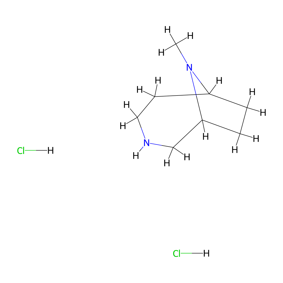 9-Methyl-3,9-diazabicyclo[4.2.1]nonane dihydrochloride molecular structure, CAS 27431-95-4
