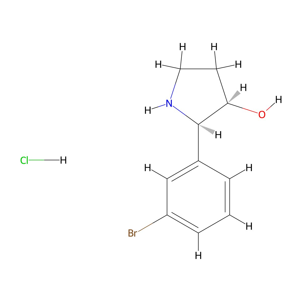 (2R,3R)-2-(3-Bromophenyl)pyrrolidin-3-ol;hydrochloride molecular structure, CAS 2743228-32-0