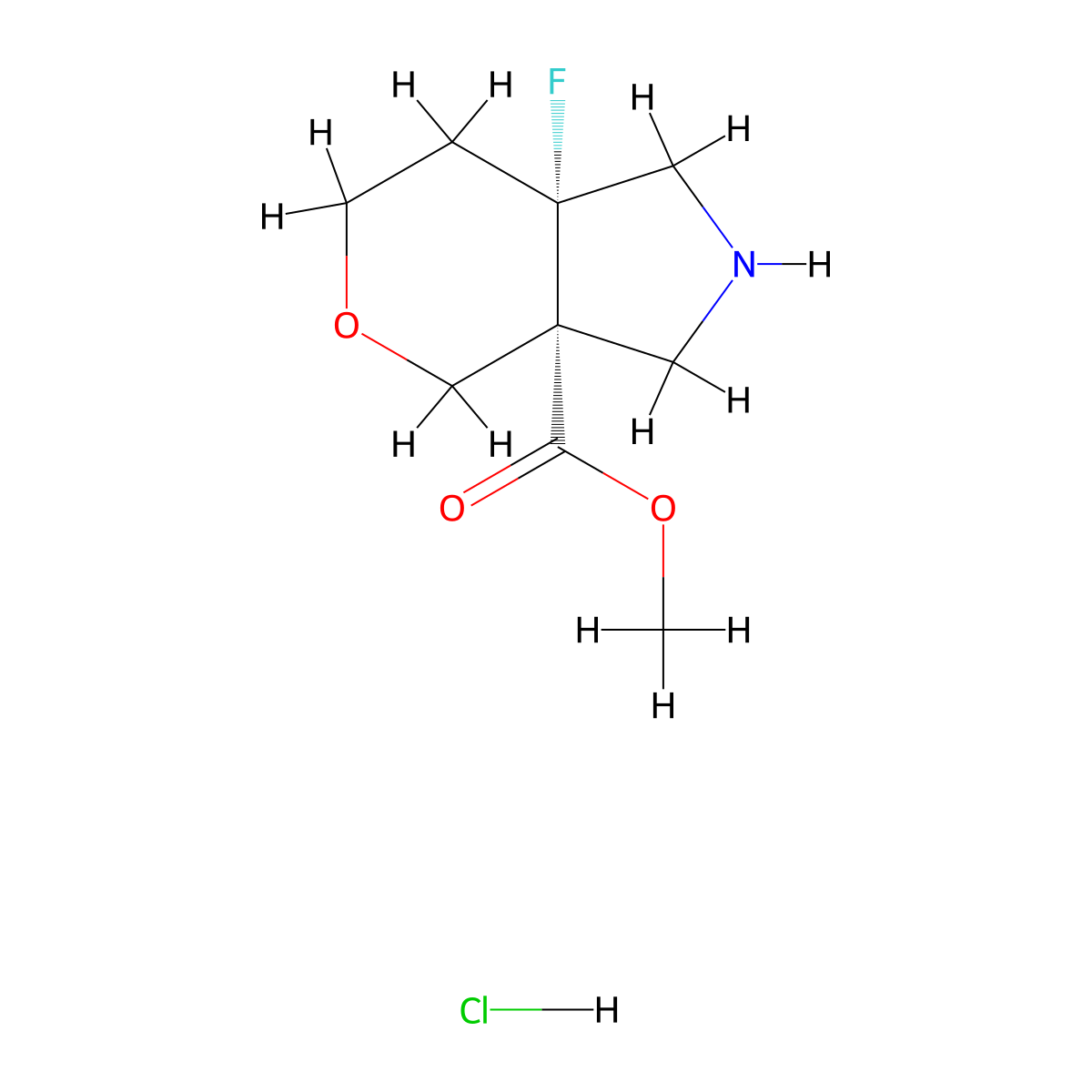 rac-methyl (3aR,7aR)-7a-fluoro-octahydropyrano[3,4-c]pyrrole-3a-carboxylate hydrochloride molecular structure, CAS 2743254-63-7