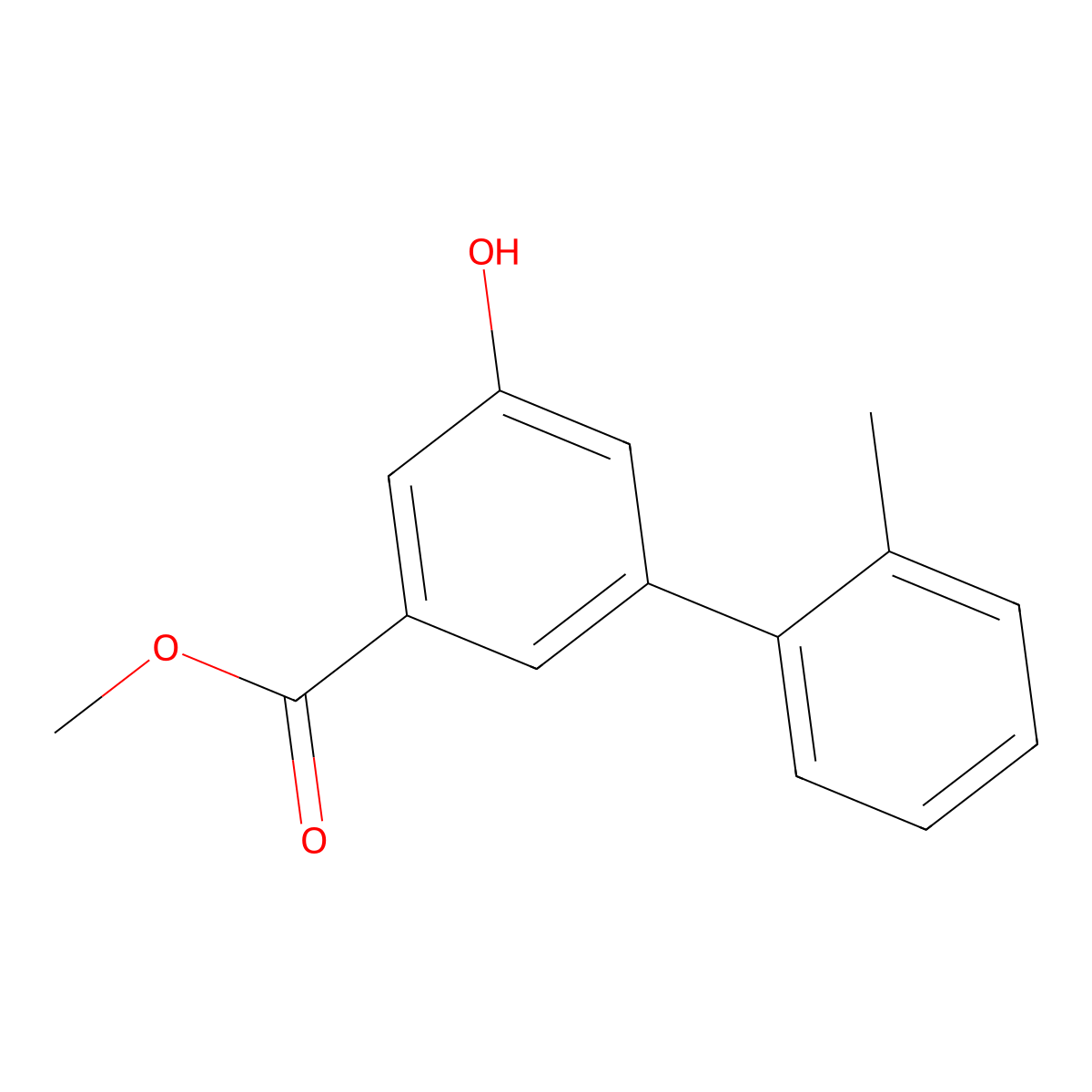 Methyl 5-hydroxy-2'-methyl-[1,1'-biphenyl]-3-carboxylate molecular structure, CAS 2743257-29-4