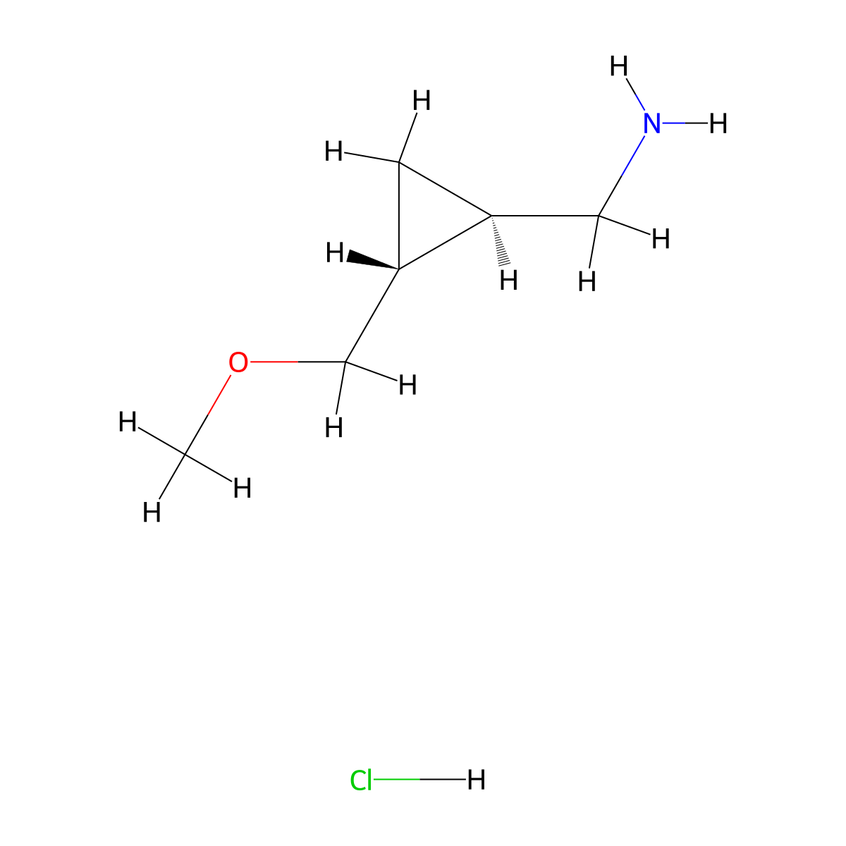 rac-1-((1R,2R)-2-(methoxymethyl)cyclopropyl)methanamine hydrochloride molecular structure, CAS 2743302-12-5