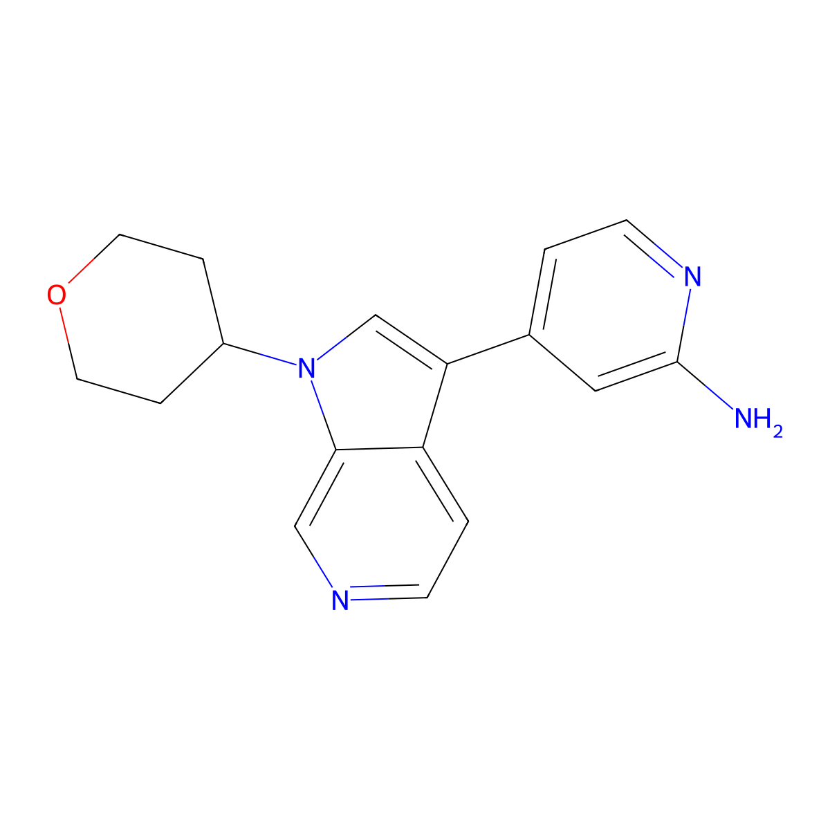 4-(1-Tetrahydropyran-4-ylpyrrolo[2,3-c]pyridin-3-yl)pyridin-2-amine molecular structure, CAS 2743303-65-1