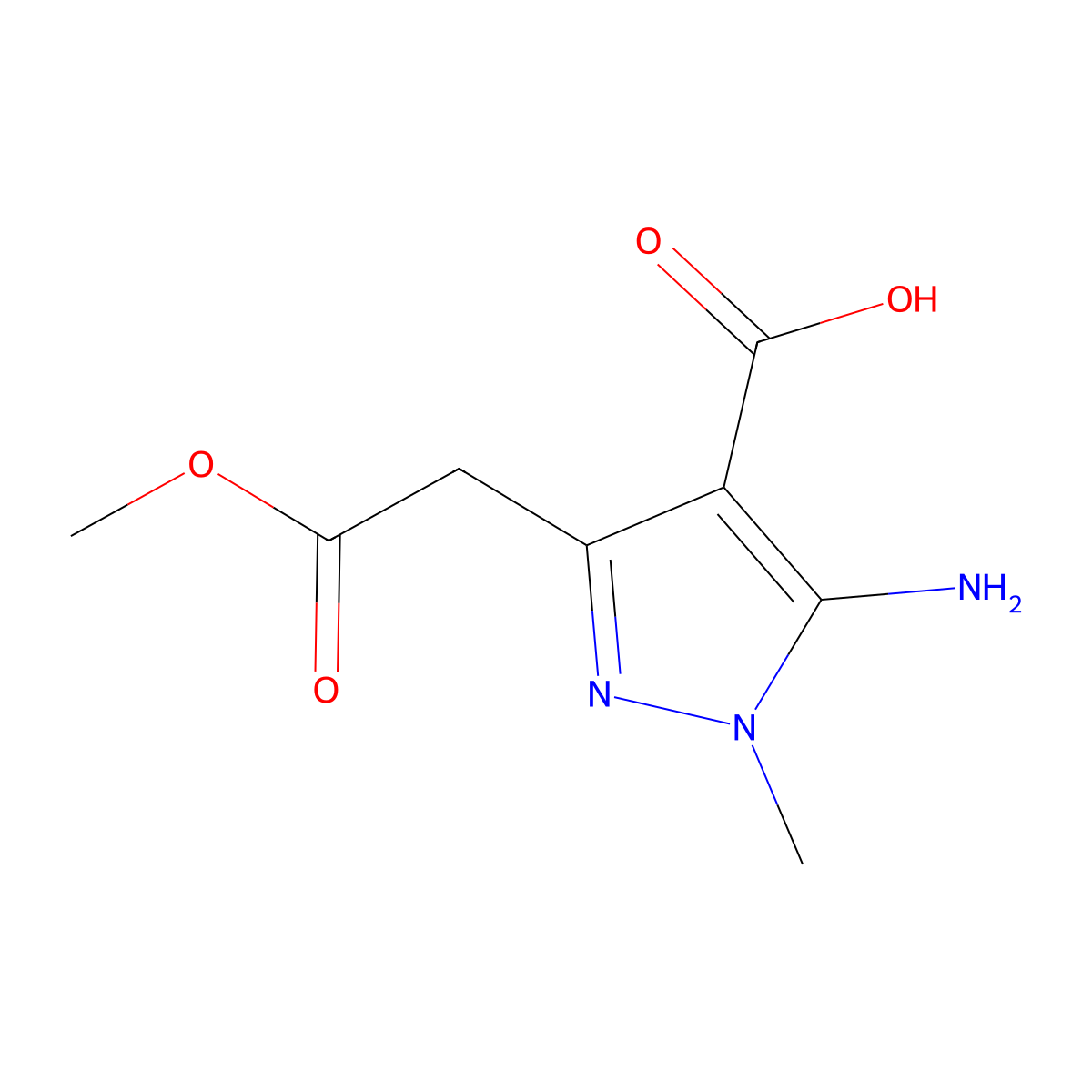 5-Amino-3-(2-methoxy-2-oxoethyl)-1-methyl-1H-pyrazole-4-carboxylic Acid molecular structure, CAS 2743323-83-1