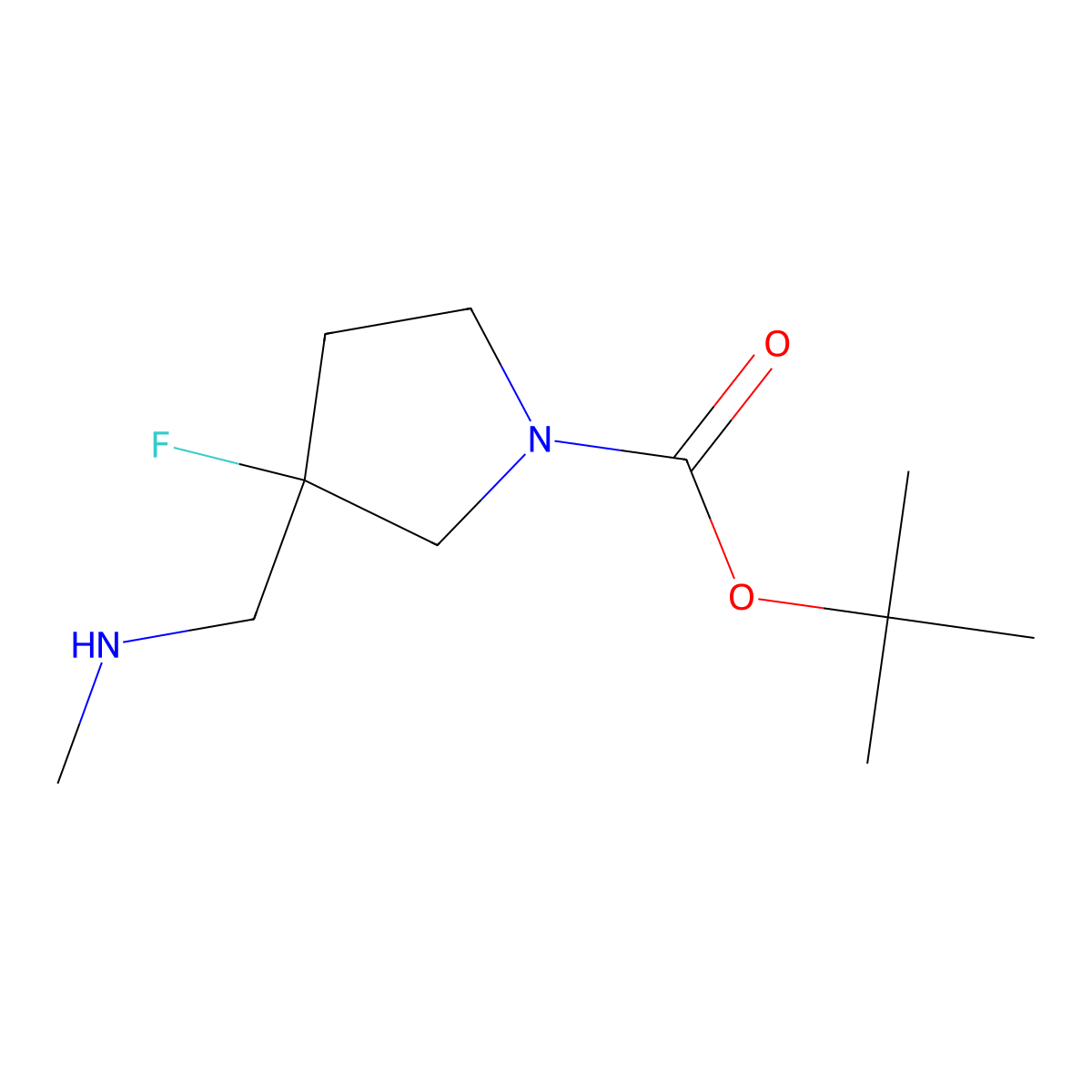 Tert-butyl 3-fluoro-3-[(methylamino)methyl]pyrrolidine-1-carboxylate molecular structure, CAS 2743341-16-2