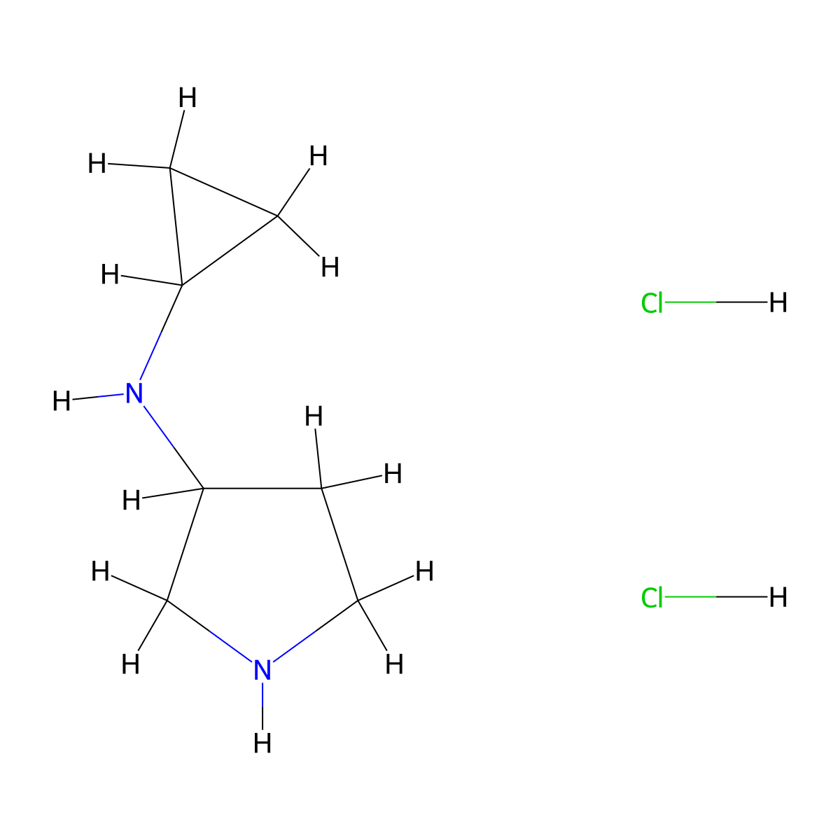 N-cyclopropylpyrrolidin-3-amine dihydrochloride molecular structure, CAS 2743342-30-3