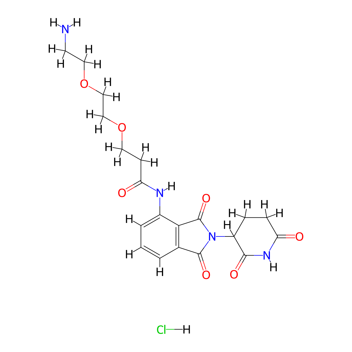 3-[2-(2-aminoethoxy)ethoxy]-N-[2-(2,6-dioxopiperidin-3-yl)-1,3-dioxo-2,3-dihydro-1H-isoindol-4-yl]propanamide hydrochloride molecular structure, CAS 2743431-81-2