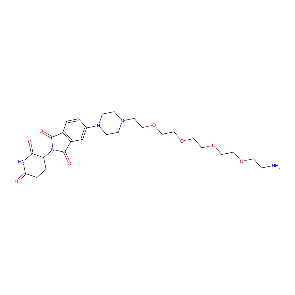 5-[4-(14-amino-3,6,9,12-tetraoxatetradecan-1-yl)piperazin-1-yl]-2-(2,6-dioxopiperidin-3-yl)-2,3-dihydro-1H-isoindole-1,3-dione molecular structure, CAS 2743431-82-3