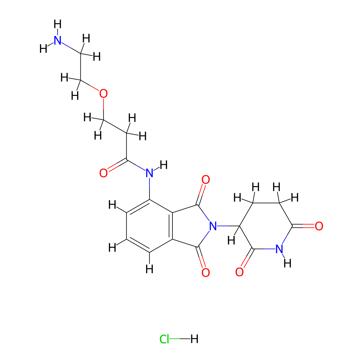 3-(2-aminoethoxy)-N-[2-(2,6-dioxopiperidin-3-yl)-1,3-dioxo-2,3-dihydro-1H-isoindol-4-yl]propanamide hydrochloride molecular structure, CAS 2743431-89-0