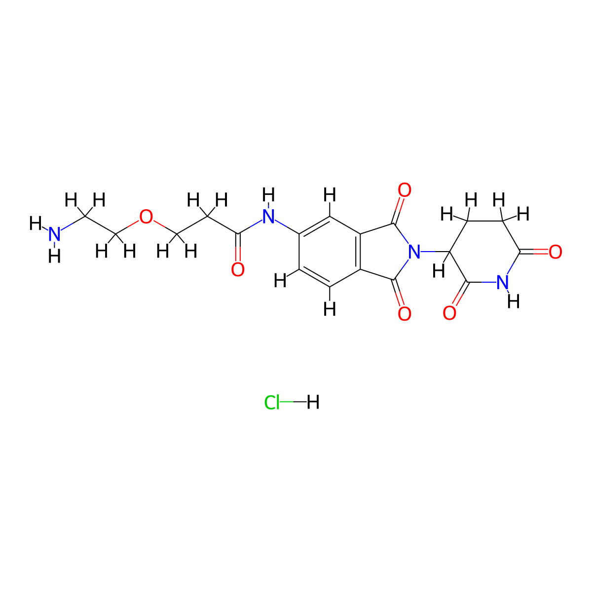 3-(2-aminoethoxy)-N-[2-(2,6-dioxopiperidin-3-yl)-1,3-dioxo-2,3-dihydro-1H-isoindol-5-yl]propanamide hydrochloride molecular structure, CAS 2743432-06-4