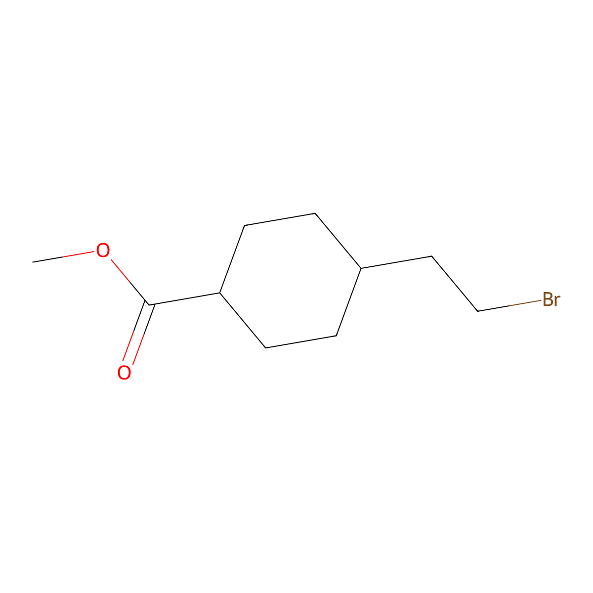 Methyl 4-(2-bromoethyl)cyclohexane-1-carboxylate molecular structure, CAS 2743432-08-6