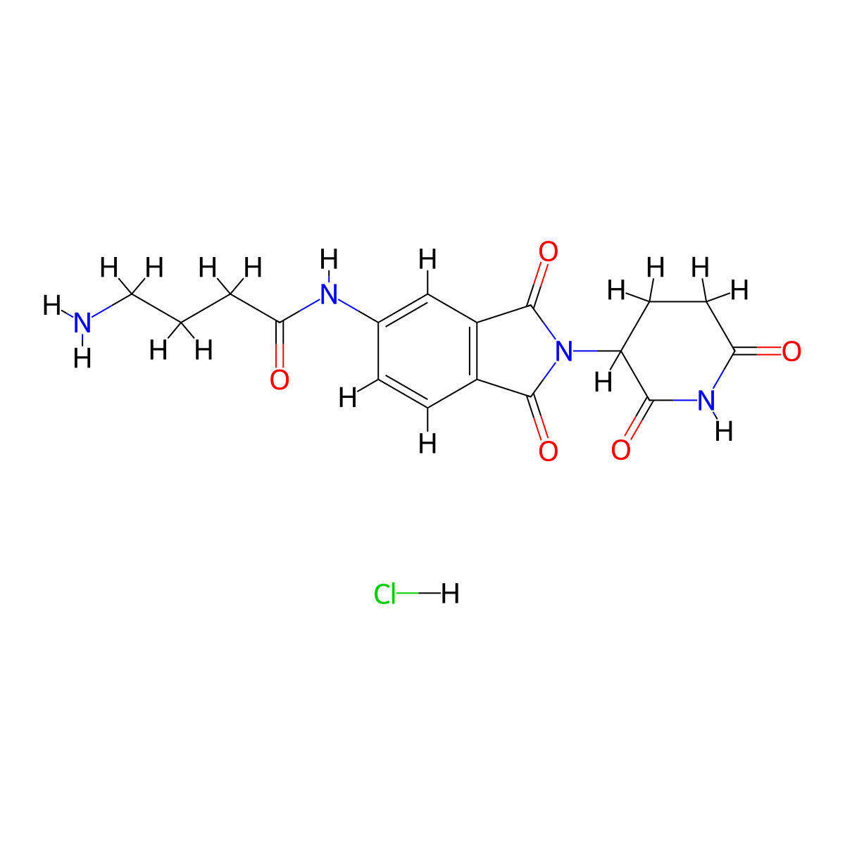 4-amino-N-[2-(2,6-dioxopiperidin-3-yl)-1,3-dioxo-2,3-dihydro-1H-isoindol-5-yl]butanamide hydrochloride molecular structure, CAS 2743432-11-1