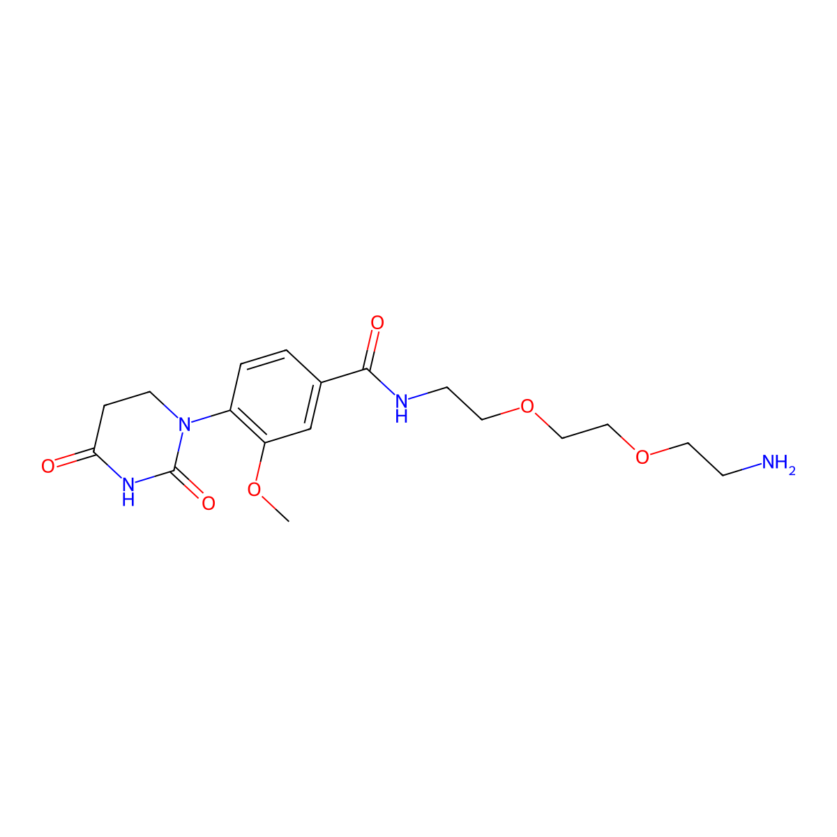 N-{2-[2-(2-aminoethoxy)ethoxy]ethyl}-4-(2,4-dioxo-1,3-diazinan-1-yl)-3-methoxybenzamide molecular structure, CAS 2743432-34-8