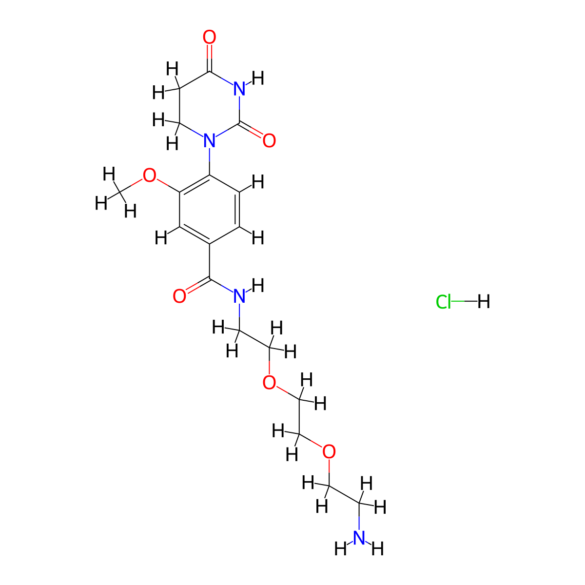 N-{2-[2-(2-aminoethoxy)ethoxy]ethyl}-4-(2,4-dioxo-1,3-diazinan-1-yl)-3-methoxybenzamide hydrochloride molecular structure, CAS 2743432-35-9