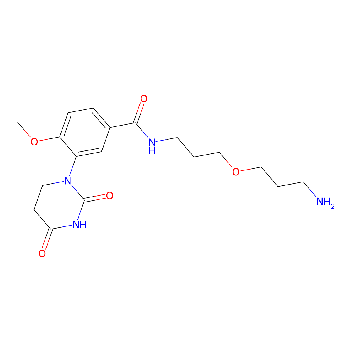 N-[3-(3-aminopropoxy)propyl]-3-(2,4-dioxo-1,3-diazinan-1-yl)-4-methoxybenzamide molecular structure, CAS 2743433-69-2