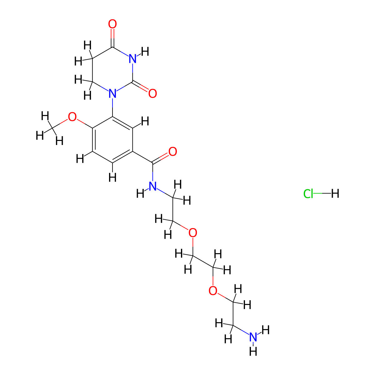 N-{2-[2-(2-aminoethoxy)ethoxy]ethyl}-3-(2,4-dioxo-1,3-diazinan-1-yl)-4-methoxybenzamide hydrochloride molecular structure, CAS 2743433-71-6
