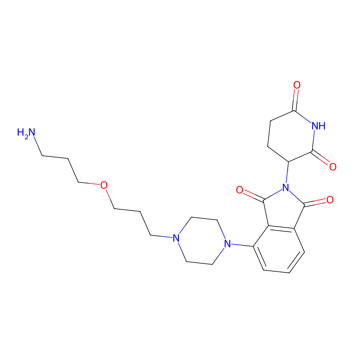 4-{4-[3-(3-aminopropoxy)propyl]piperazin-1-yl}-2-(2,6-dioxopiperidin-3-yl)-2,3-dihydro-1H-isoindole-1,3-dione molecular structure, CAS 2743433-90-9