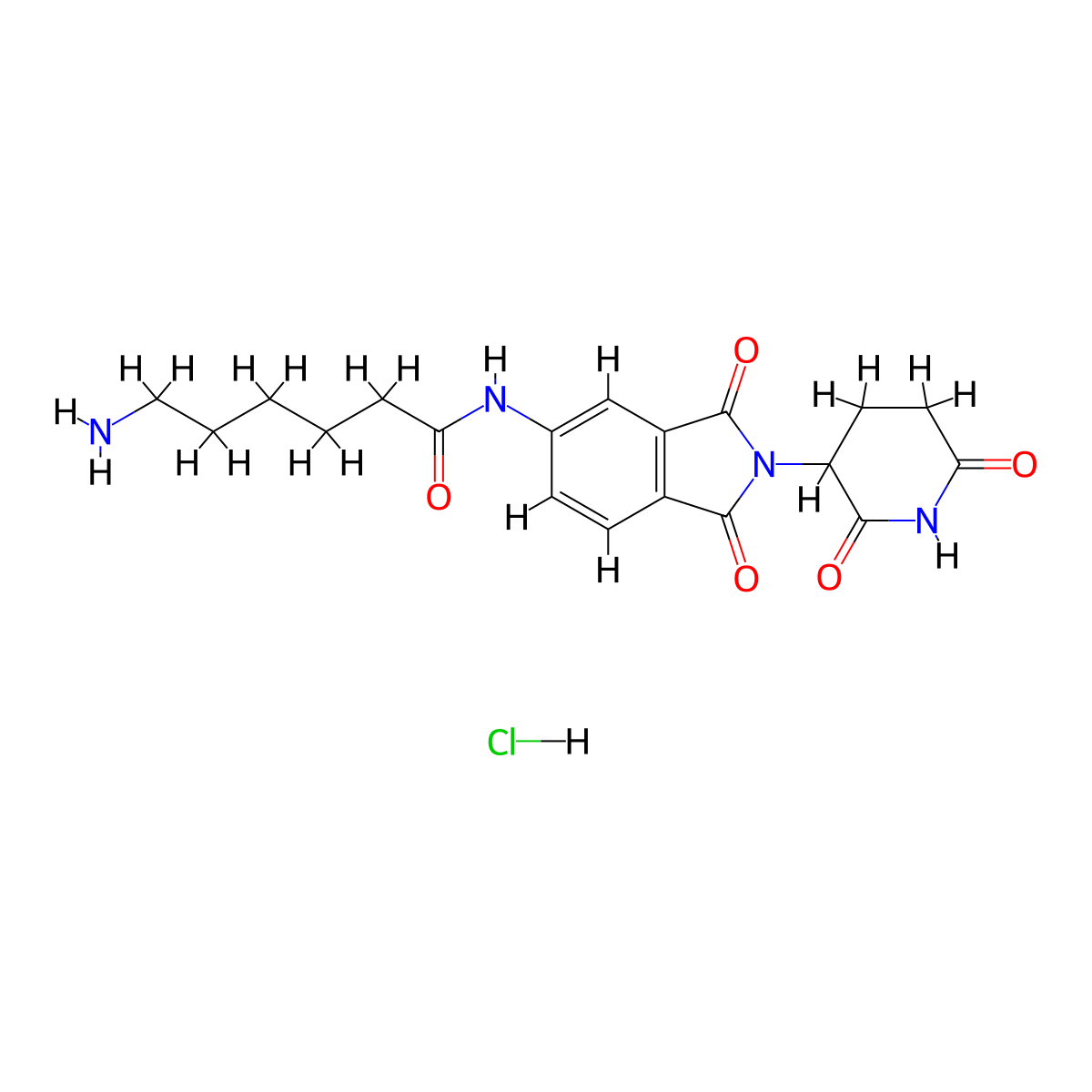 6-amino-N-[2-(2,6-dioxopiperidin-3-yl)-1,3-dioxo-2,3-dihydro-1H-isoindol-5-yl]hexanamide hydrochloride molecular structure, CAS 2743434-00-4