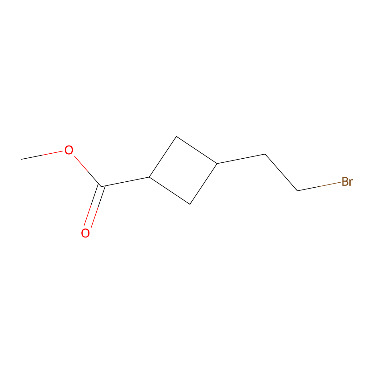 methyl 3-(2-bromoethyl)cyclobutane-1-carboxylate, Mixture of diastereomers molecular structure, CAS 2743434-13-9