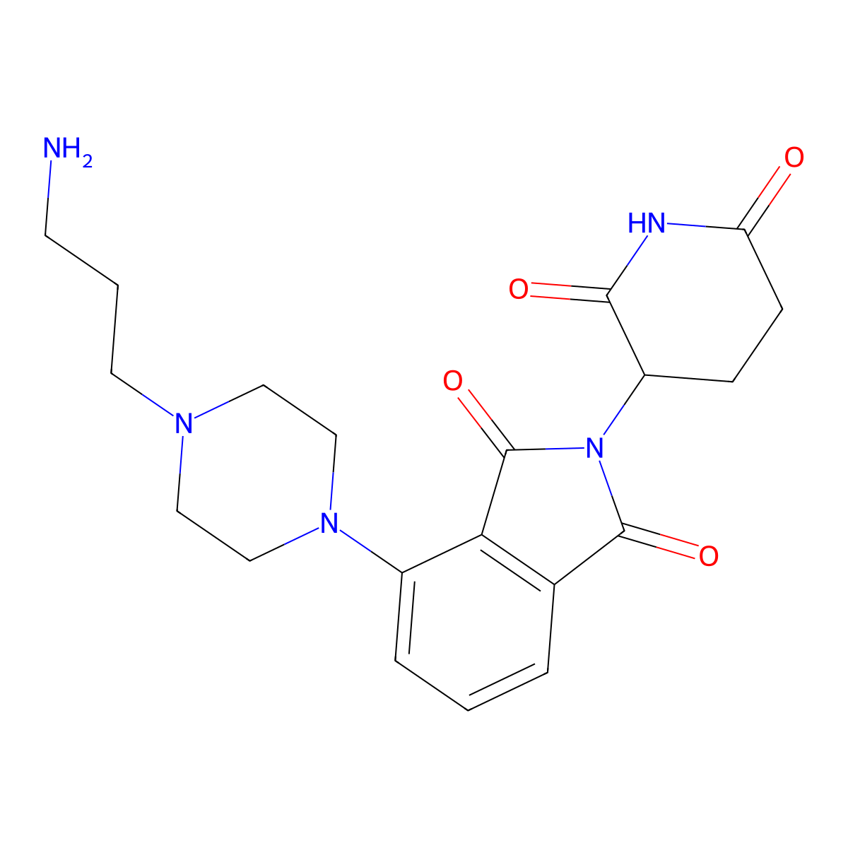 4-[4-(3-aminopropyl)piperazin-1-yl]-2-(2,6-dioxopiperidin-3-yl)-2,3-dihydro-1H-isoindole-1,3-dione molecular structure, CAS 2743434-19-5