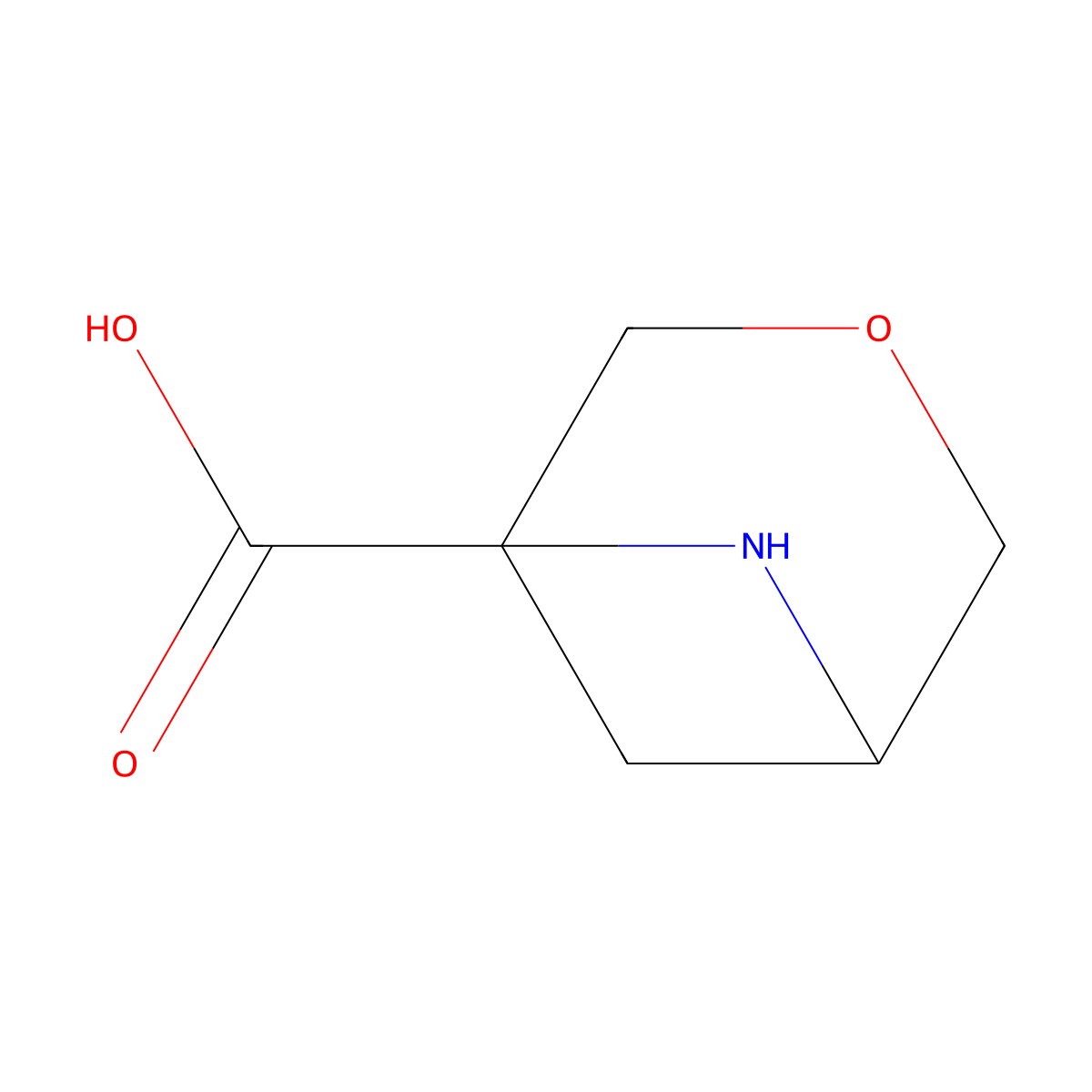 3-Oxa-6-azabicyclo[3.1.1]heptane-1-carboxylic acid molecular structure, CAS 2743434-20-8