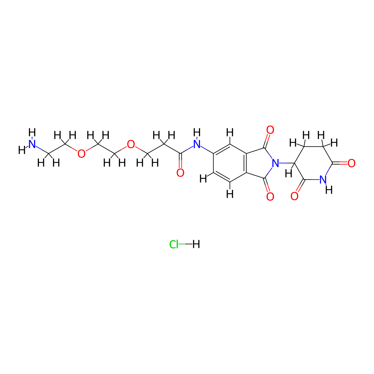 3-[2-(2-aminoethoxy)ethoxy]-N-[2-(2,6-dioxopiperidin-3-yl)-1,3-dioxo-2,3-dihydro-1H-isoindol-5-yl]propanamide hydrochloride molecular structure, CAS 2743437-97-8