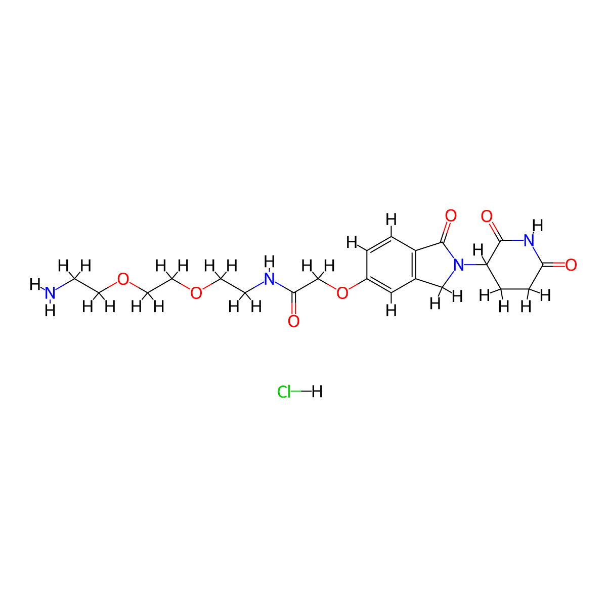 N-{2-[2-(2-aminoethoxy)ethoxy]ethyl}-2-{[2-(2,6-dioxopiperidin-3-yl)-1-oxo-2,3-dihydro-1H-isoindol-5-yl]oxy}acetamide hydrochloride molecular structure, CAS 2743438-06-2