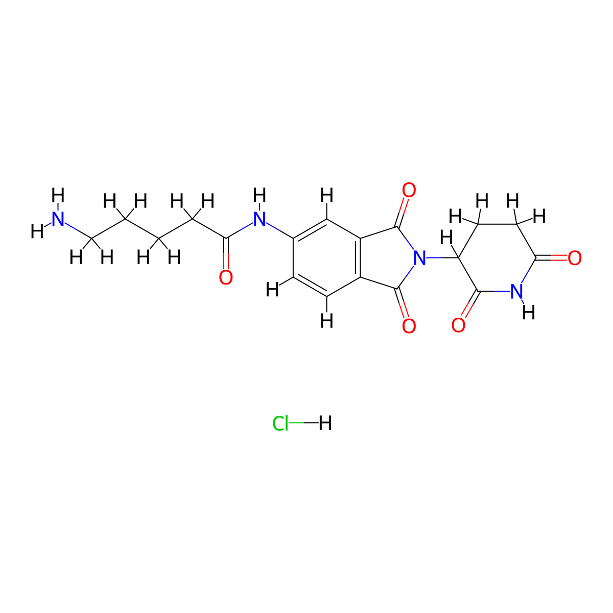 5-amino-N-[2-(2,6-dioxopiperidin-3-yl)-1,3-dioxo-2,3-dihydro-1H-isoindol-5-yl]pentanamide hydrochloride molecular structure, CAS 2743438-41-5