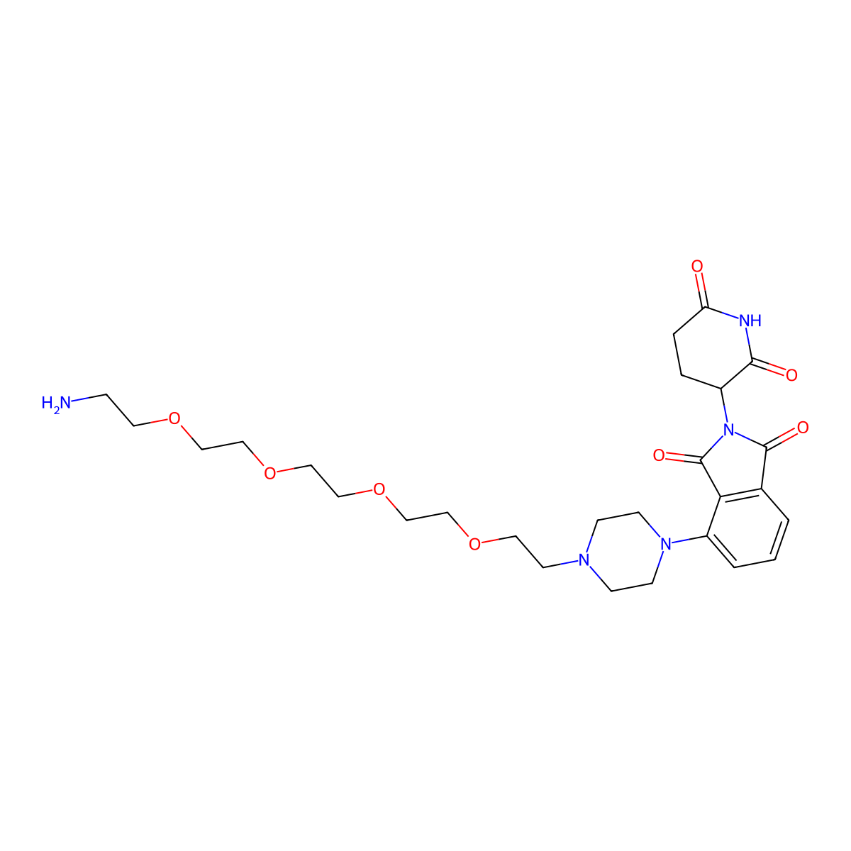 4-[4-(14-amino-3,6,9,12-tetraoxatetradecan-1-yl)piperazin-1-yl]-2-(2,6-dioxopiperidin-3-yl)-2,3-dihydro-1H-isoindole-1,3-dione molecular structure, CAS 2743438-54-0