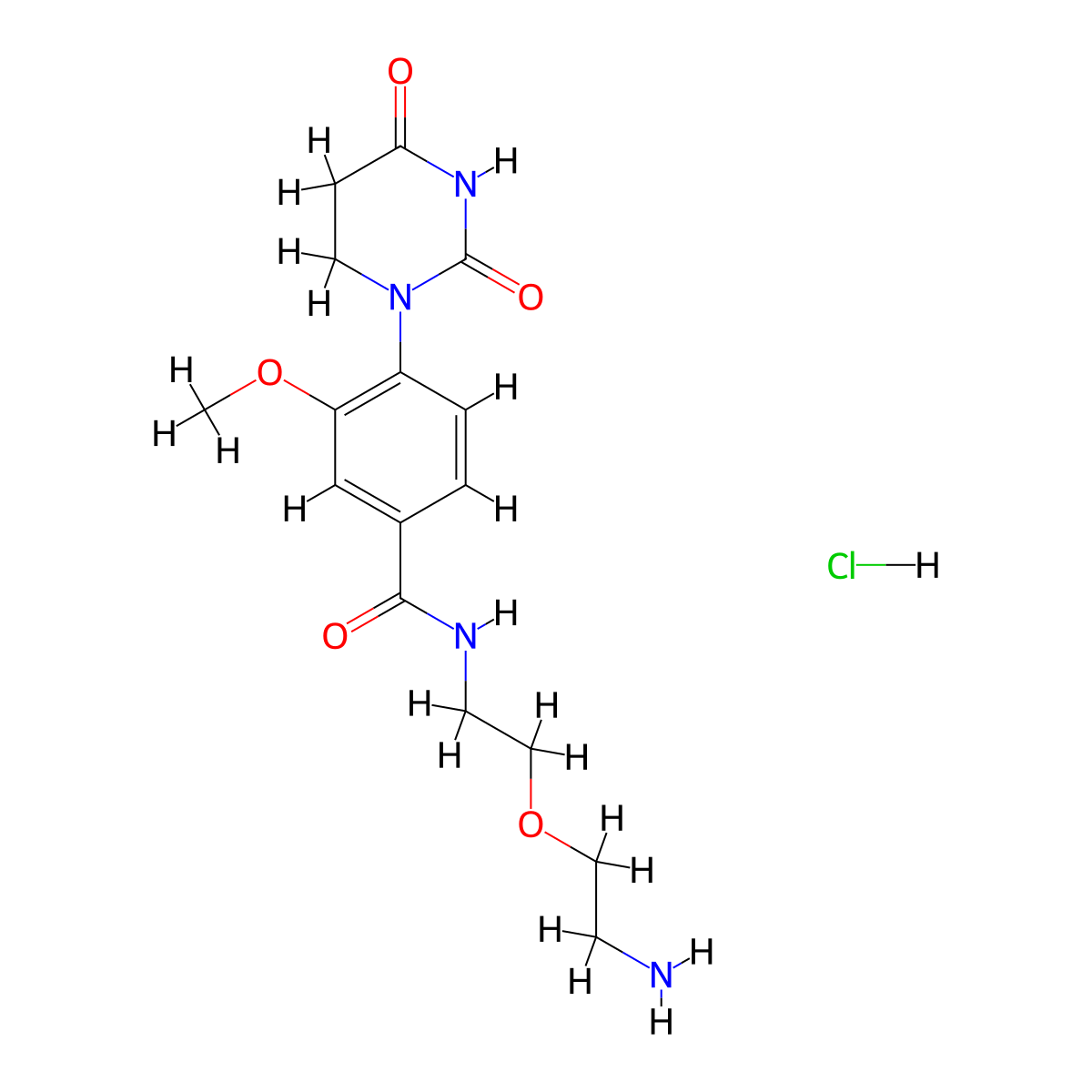 N-[2-(2-aminoethoxy)ethyl]-4-(2,4-dioxo-1,3-diazinan-1-yl)-3-methoxybenzamide hydrochloride molecular structure, CAS 2743438-60-8