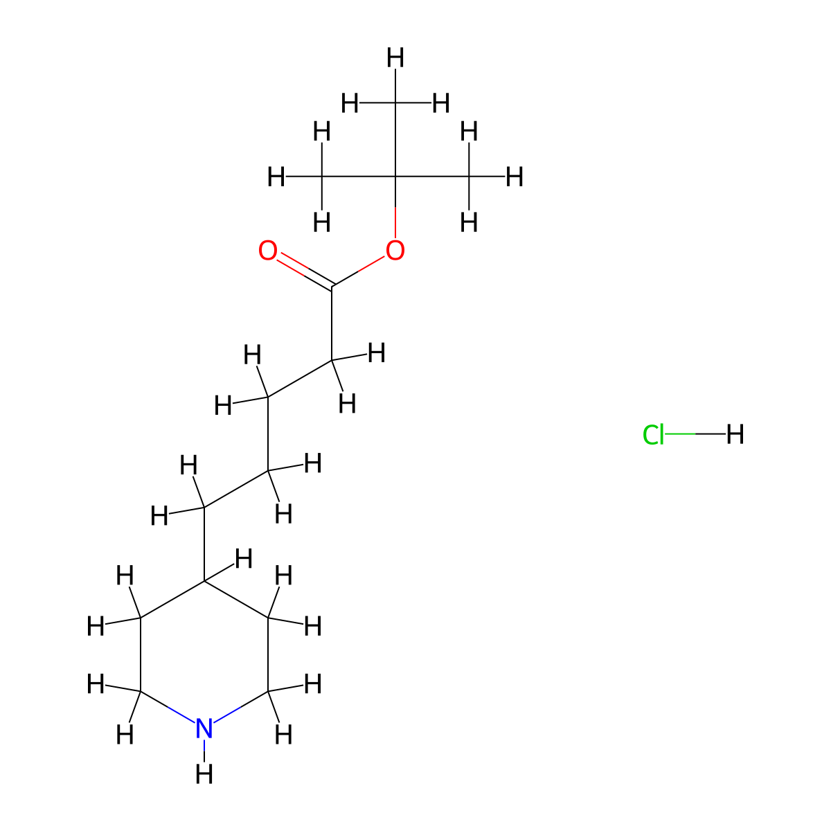 Tert-butyl 5-(piperidin-4-yl)pentanoate hydrochloride molecular structure, CAS 2743438-86-8