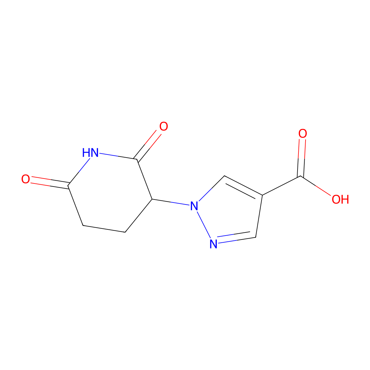 1-(2,6-dioxopiperidin-3-yl)-1H-pyrazole-4-carboxylic acid molecular structure, CAS 2743442-36-4