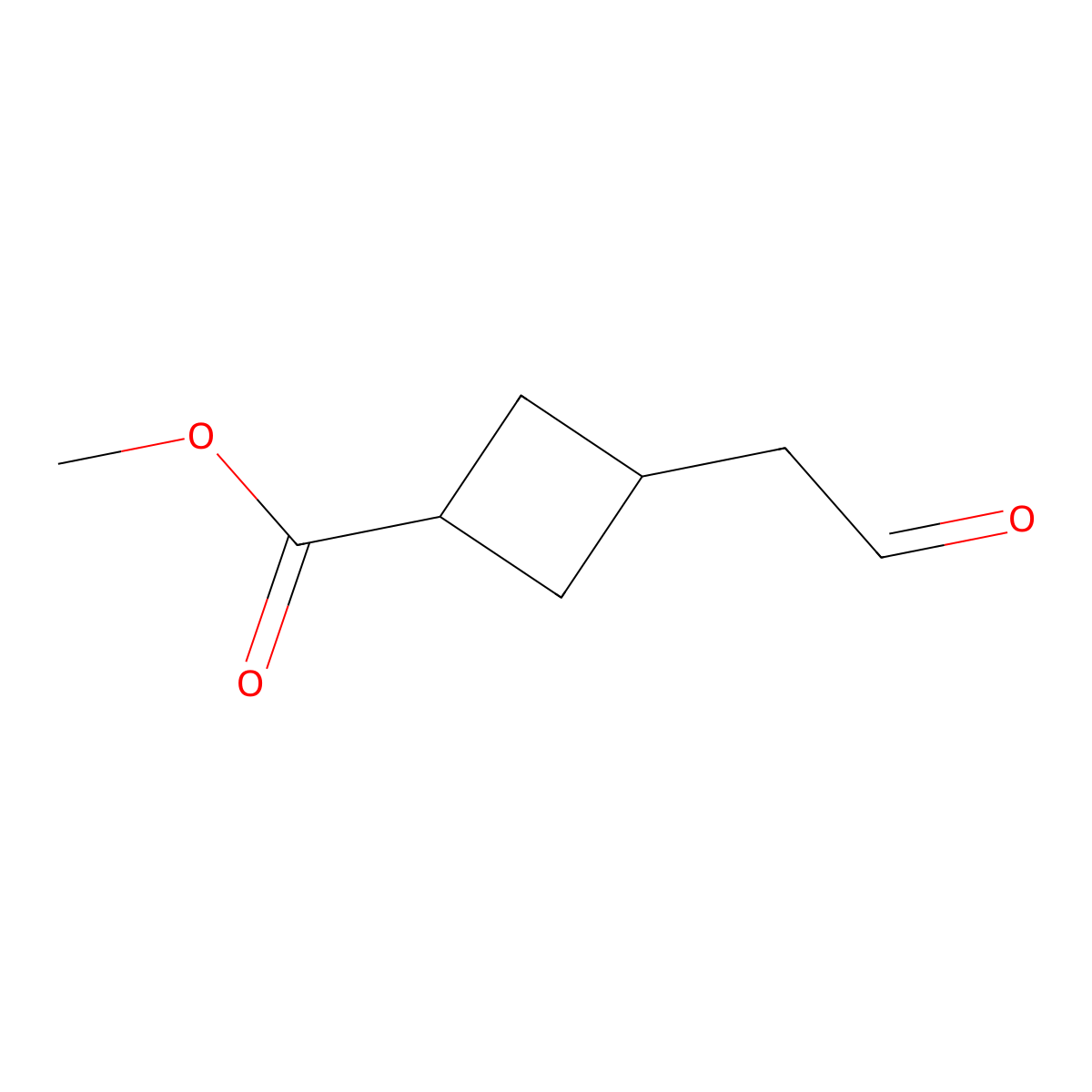 Methyl 3-(2-oxoethyl)cyclobutane-1-carboxylate molecular structure, CAS 2743442-45-5