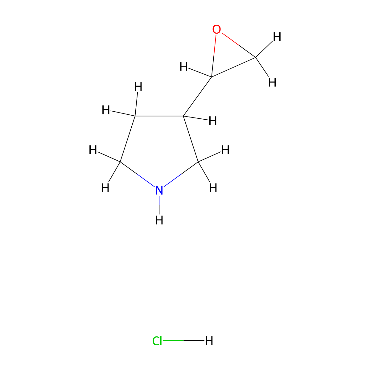 3-(Oxiran-2-yl)pyrrolidine hydrochloride molecular structure, CAS 2743576-63-6
