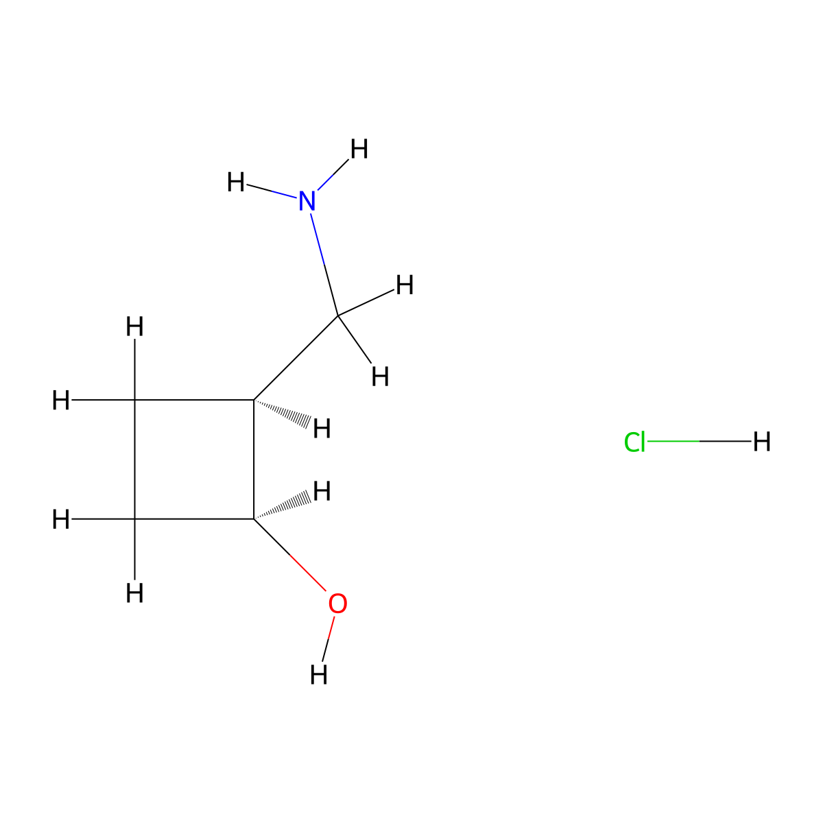 rac-(1R,2R)-2-(aminomethyl)cyclobutan-1-ol hydrochloride molecular structure, CAS 2743607-92-1