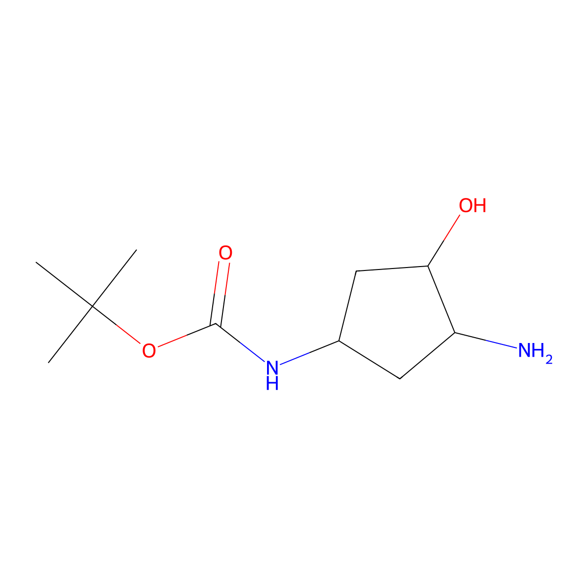 tert-butyl N-[(1S,3S,4S)-3-amino-4-hydroxycyclopentyl]carbamate molecular structure, CAS 2743608-46-8
